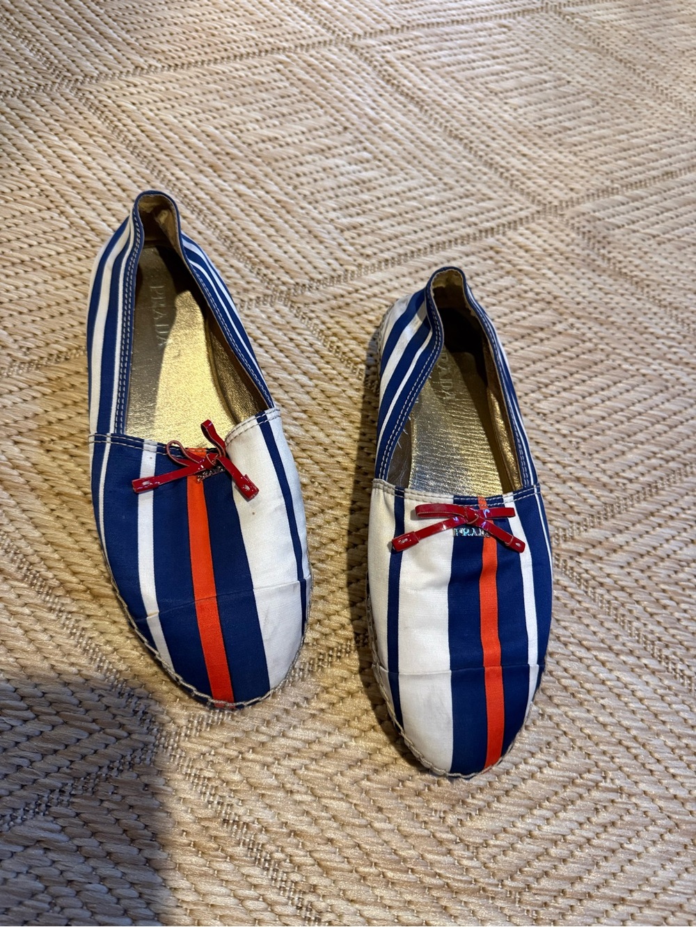 Vintage Size 40 Prada Canvas Nautical Patriotic Maritime Espadrilles - Picture 11 of 12